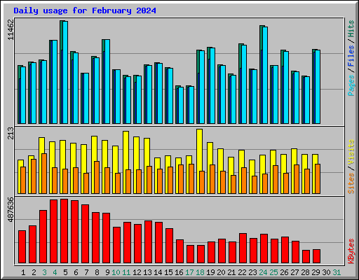 Daily usage for February 2024