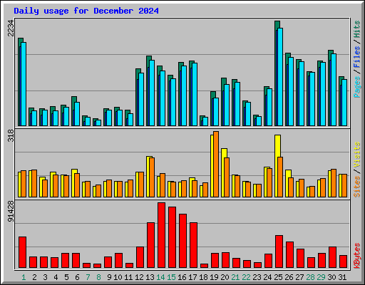 Daily usage for December 2024