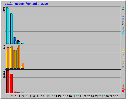 Daily usage for July 2025