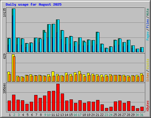 Daily usage for August 2025